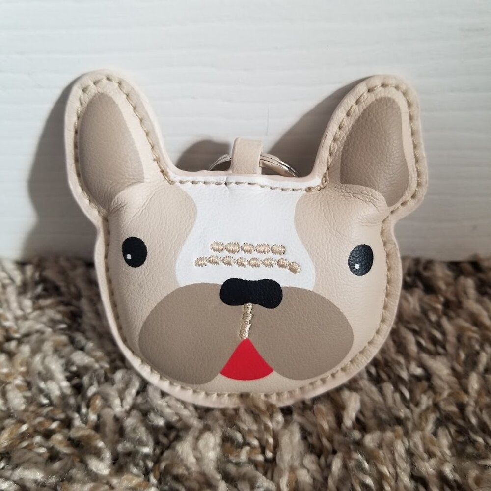 Lily Bloom Keychain Tan French Bulldog Faux Leather Brand New